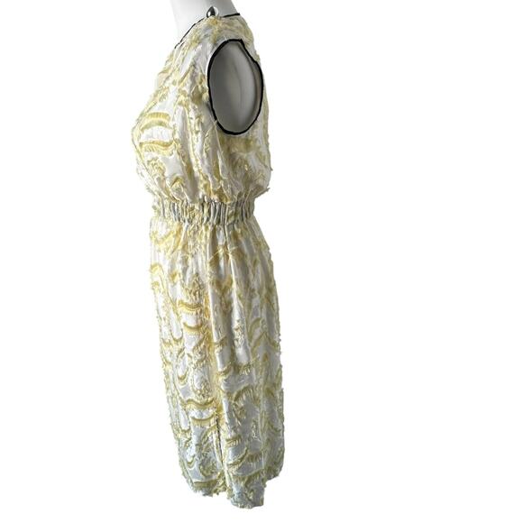 YIGAL‎ AZROUEL Women's Size 2 Silk Runway Midi Dress White Yellow Black Bow NYC - Picture 5 of 13